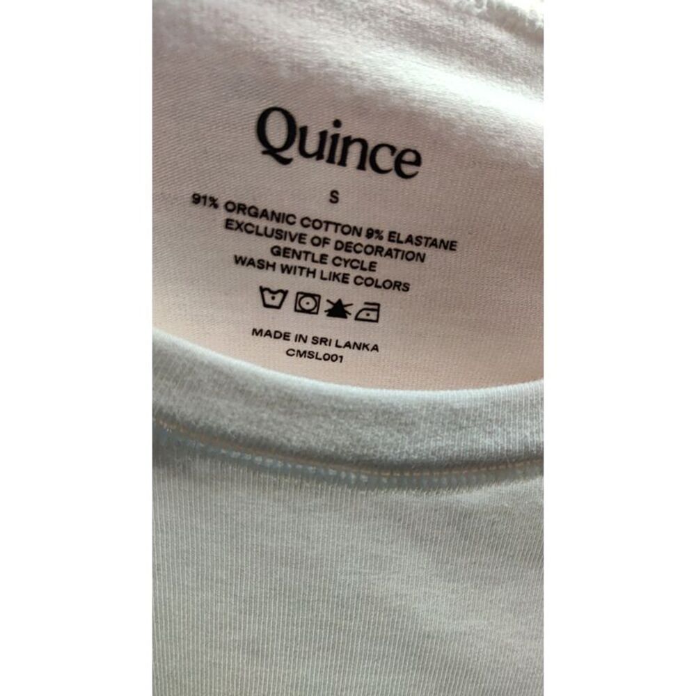 Quince Women Stretch Cotton Jersey Fitted Long Sleeve Sleeved Top White S - Picture 3 of 3